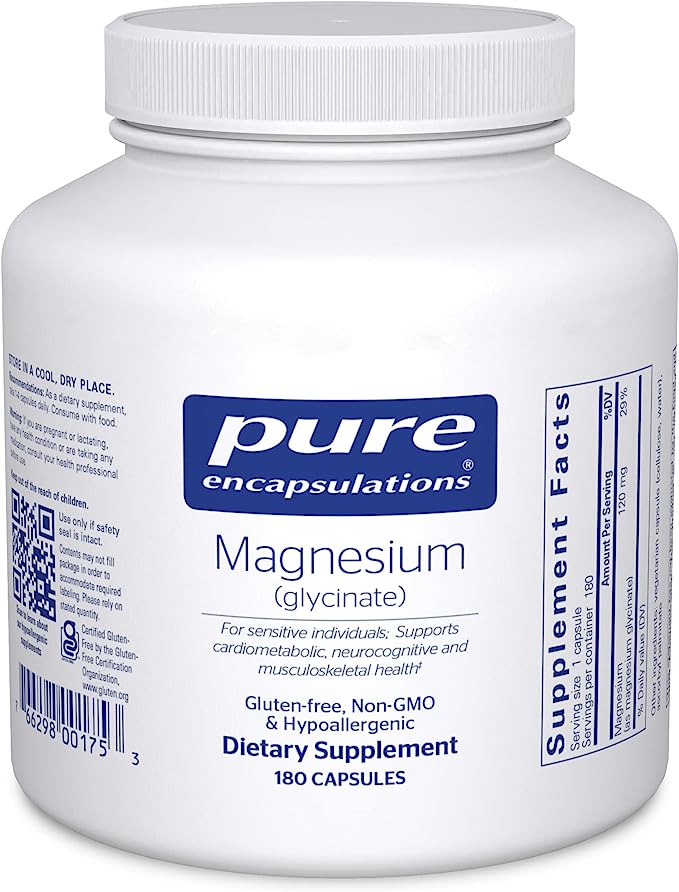 Pure Encapsulations Magnesium (Glycinate) - Supplement to Support Stress Relief, Sleep, Heart Health, Nerves, Muscles, and Metabolism